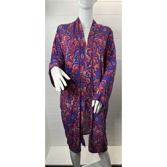 Fidealis Ema Blue Floral Kimono Ylang Made in France Womens OSFM Fairy Grunge - Picture 2 of 11